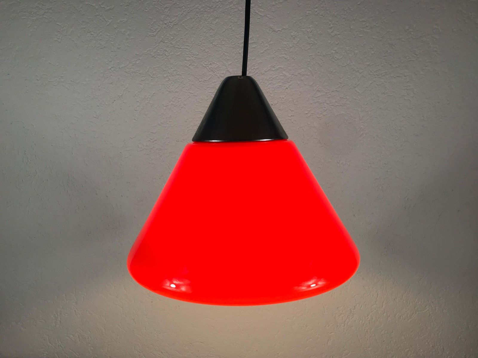 Red Glass And Chrome Hanging Lamp By Peill And Putzler 1970s Germany photo vinterior