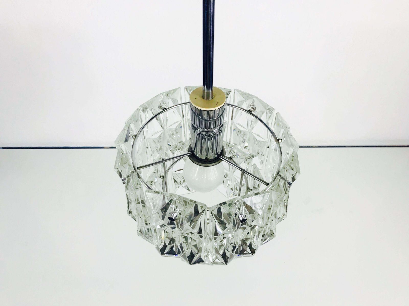 Kinkeldey Crystal Ice Glass Chandelier, Circa 1960s photo for sale