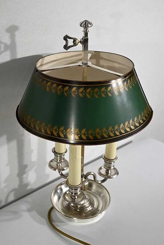 Bouillotte Lamp In White Metal, Empire Style   Early 20th Century photo furniture