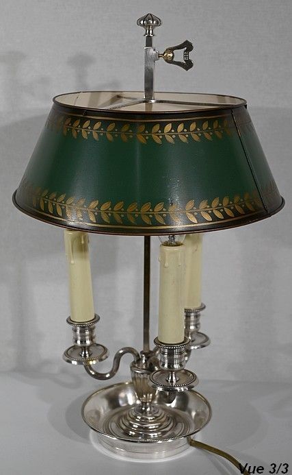 854.9 Bouillotte Lamp In White Metal, Empire Style   Early 20th Century photo