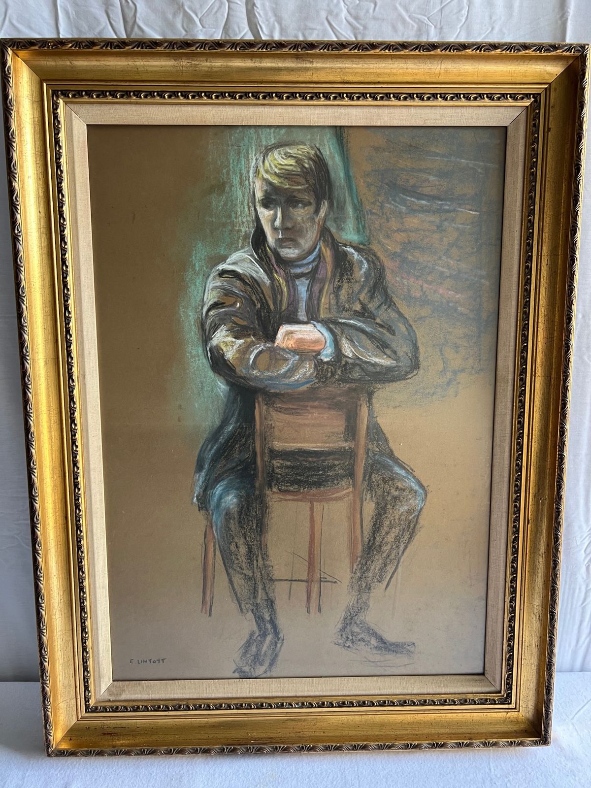A Gilt Framed Pastel Portrait Of A Young Man, Signed E. Lintott photo buy