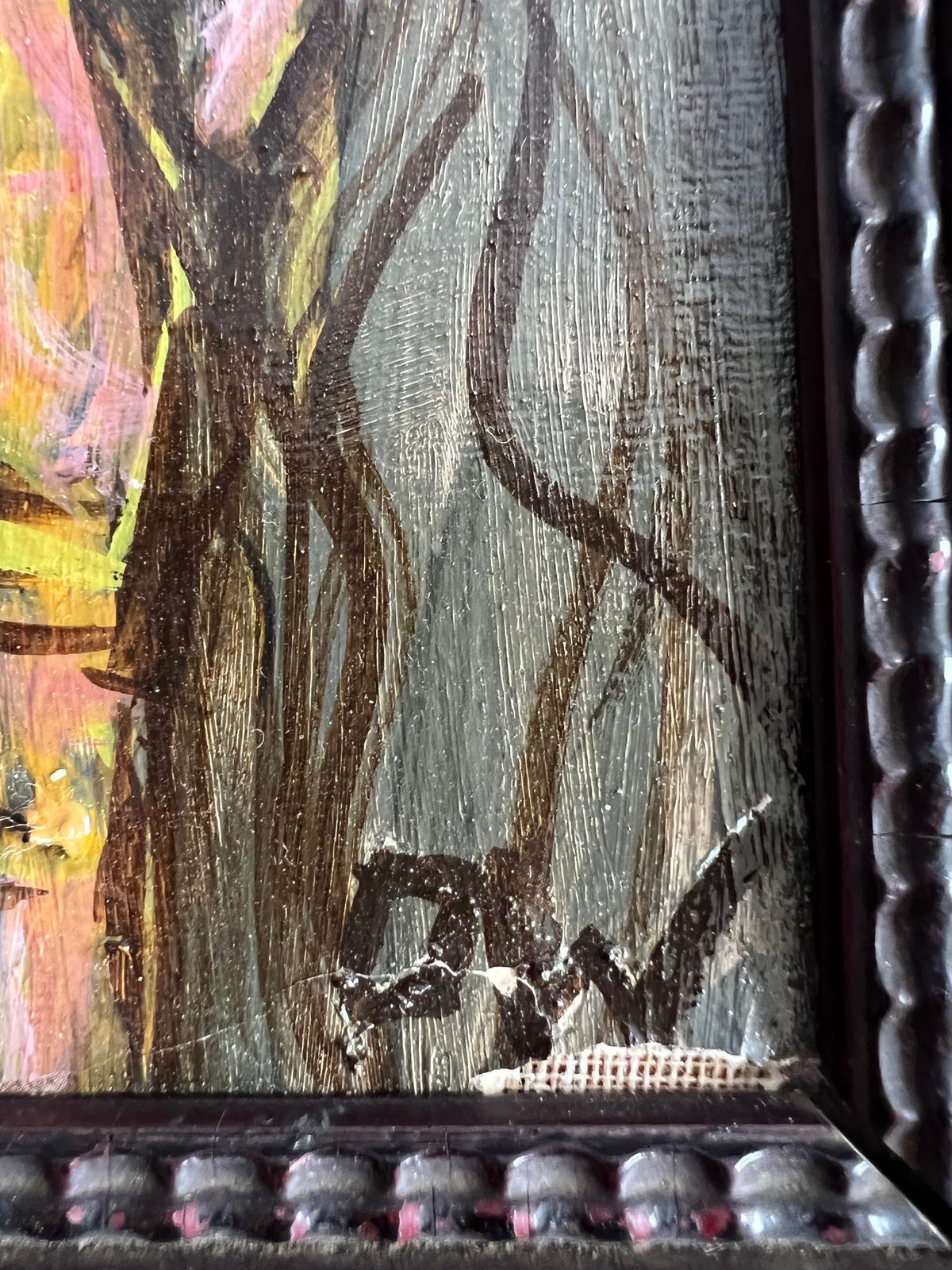An Early Surrealist Oil On Canvas Depicting A Figure, Initialed P.W photo for sale
