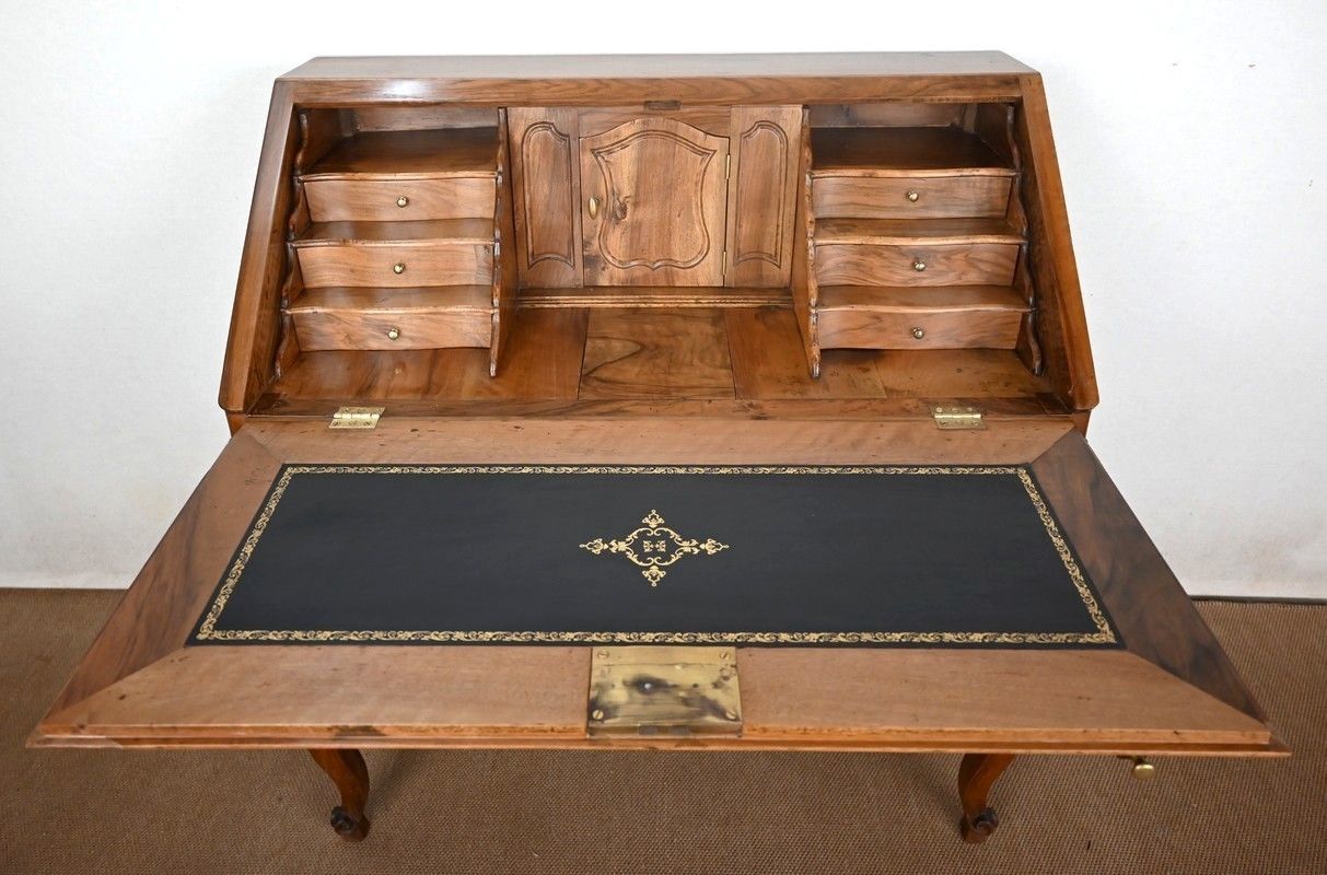 Furniture Scriban Chest Of Drawers In Walnut, Louis XV Period   Late 18th Century photo