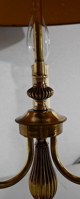 Bouillotte Lamp In Brass With Red Shade, Louis XVI Style   Xxth photo vintage