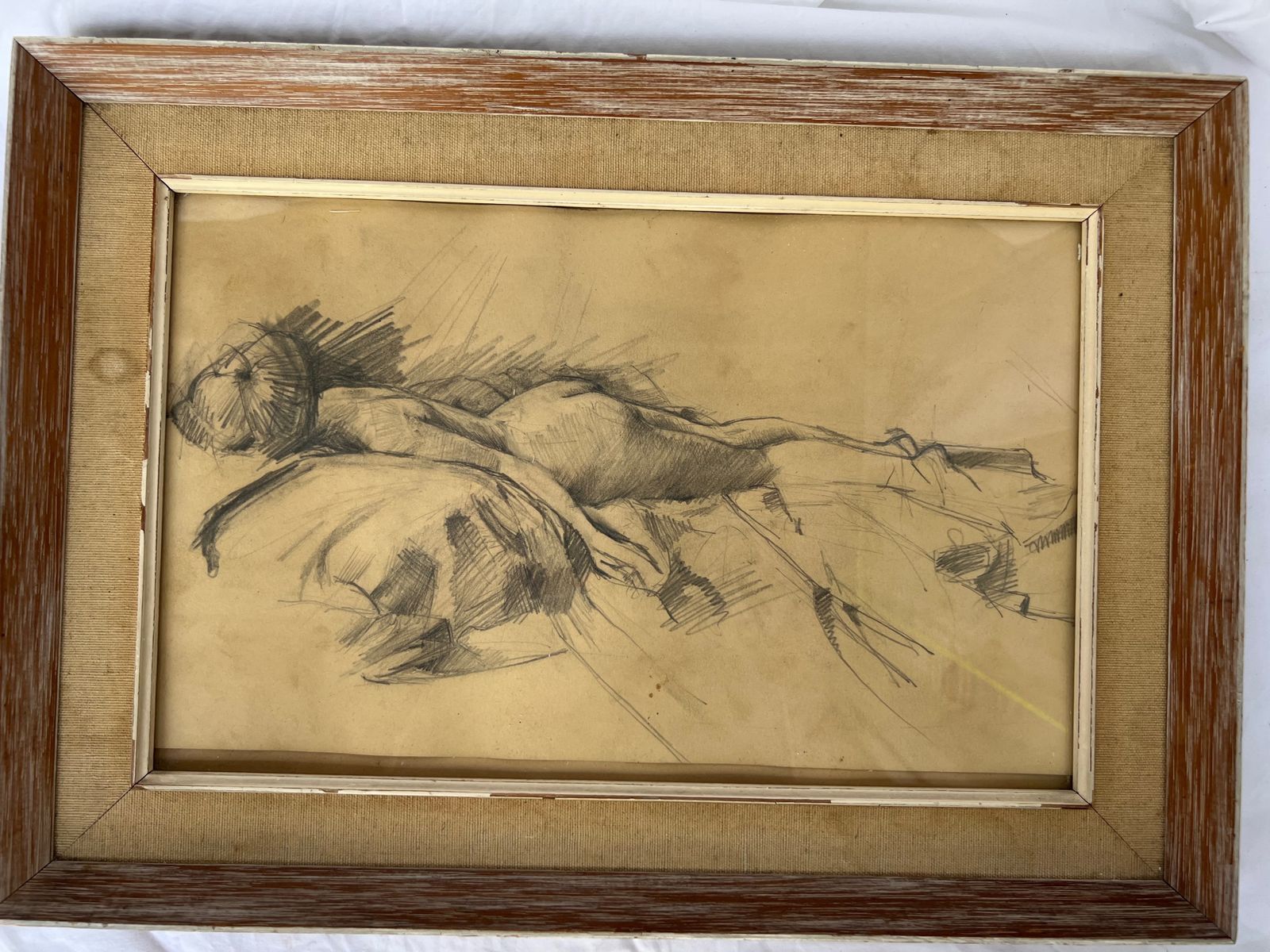 Un Attributed Vintage Pencil Sketch Of Female Nude photo Art