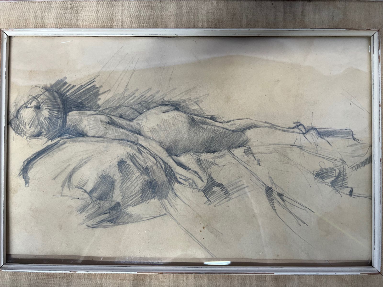 Un Attributed Vintage Pencil Sketch Of Female Nude photo buy