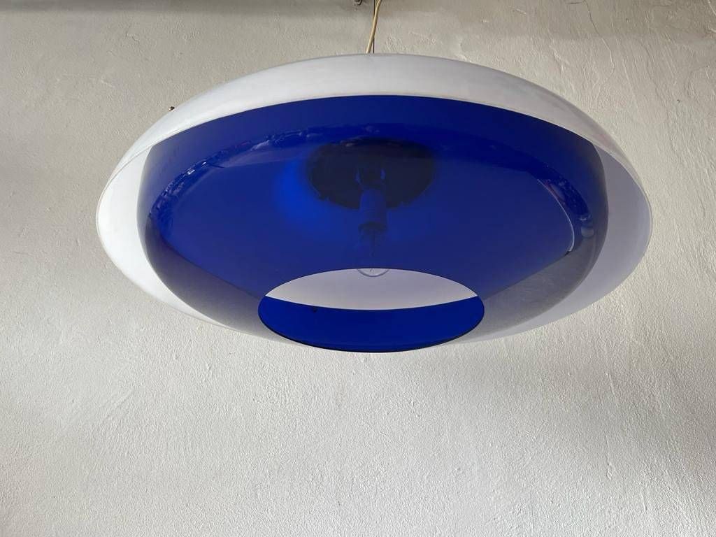 Italian Ufo Design Blue & White Plexiglass Xxl Pendant Lamp, 1970s, Italy photo 3319.48