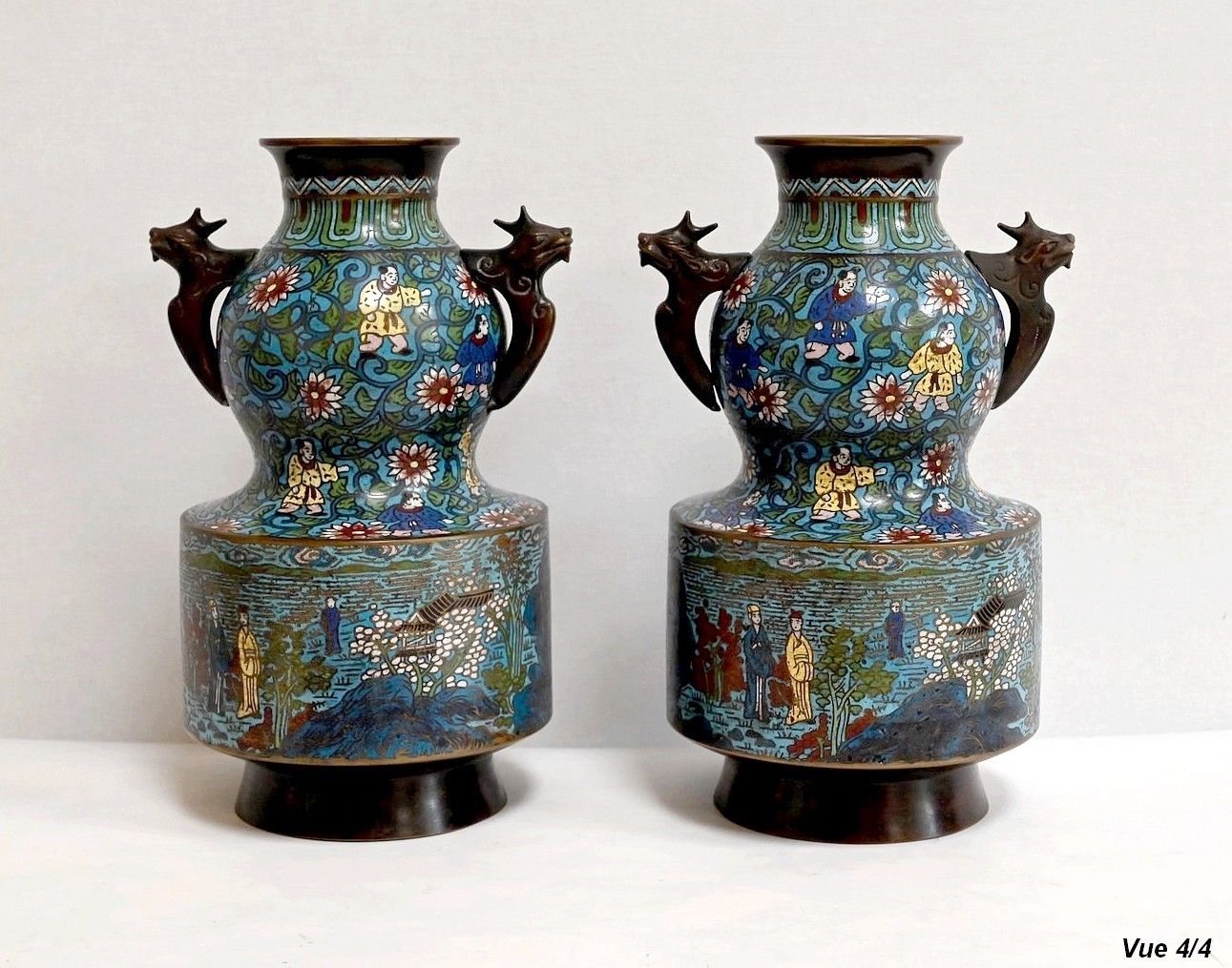 photo vinterior Pair Of Cloisonné Enamel Vases, Japan   2nd Part 19th
