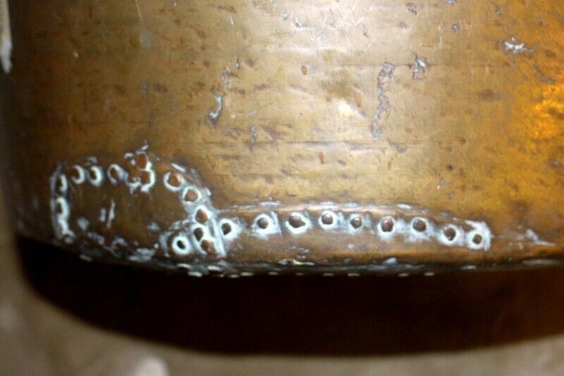 Ancient Original Large French Copper Cauldron Pot Log Fire Bin Planter photo 234.0