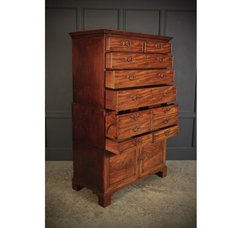 photo buy 18th Century Tall Mahogany Architects Secretaire Chest