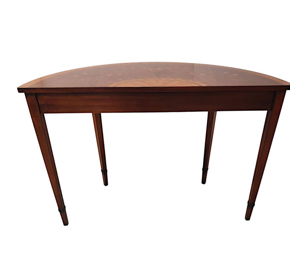 A Fabulous Mid 20th Century Inlaid Demi Lune Table photo 2635.4809