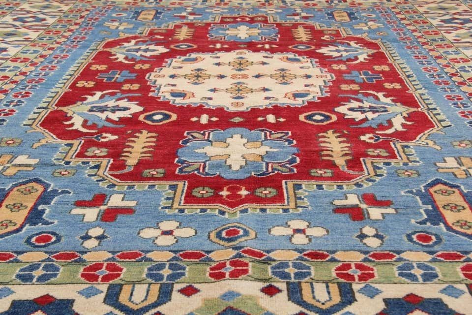 Handmade Carpet, Blue Geometric Rugs, Large Livingroom Rugs photo for sale