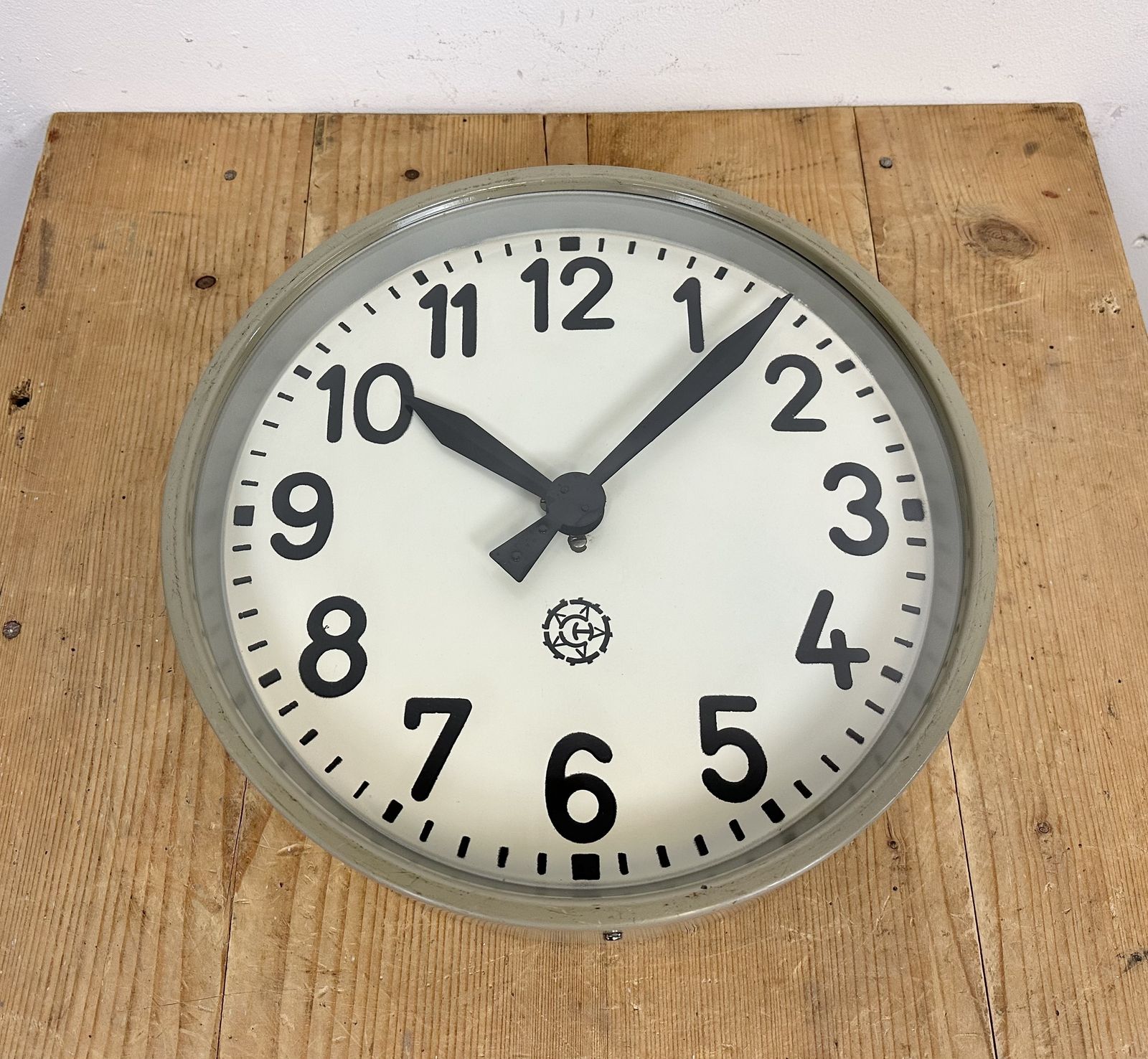 photo furniture Industrial Factory Wall Clock From Chronotechna, 1950s, 2x
