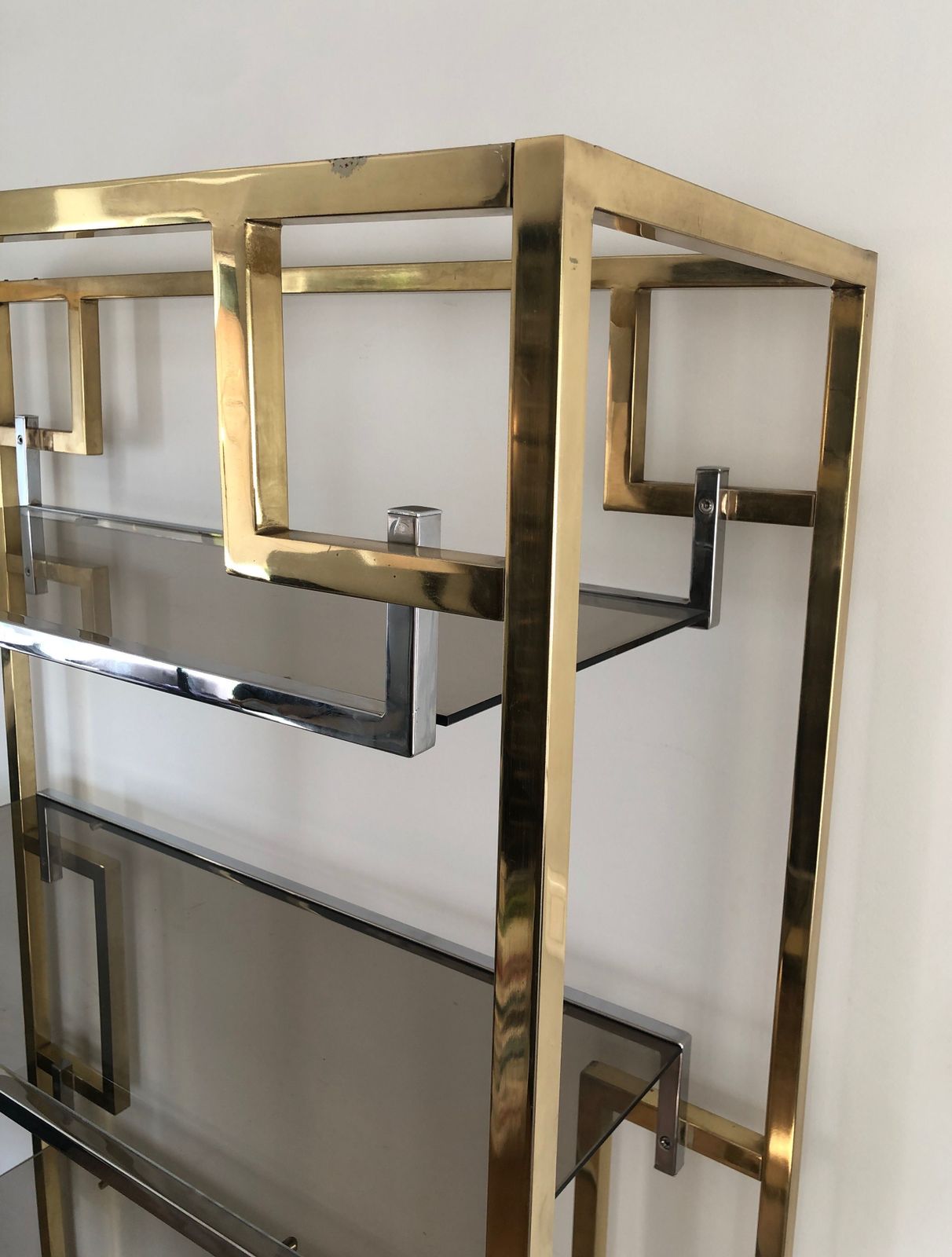 Shelf In Chrome And Golden Chrome In The Taste Of Willy Rizzo photo vintage