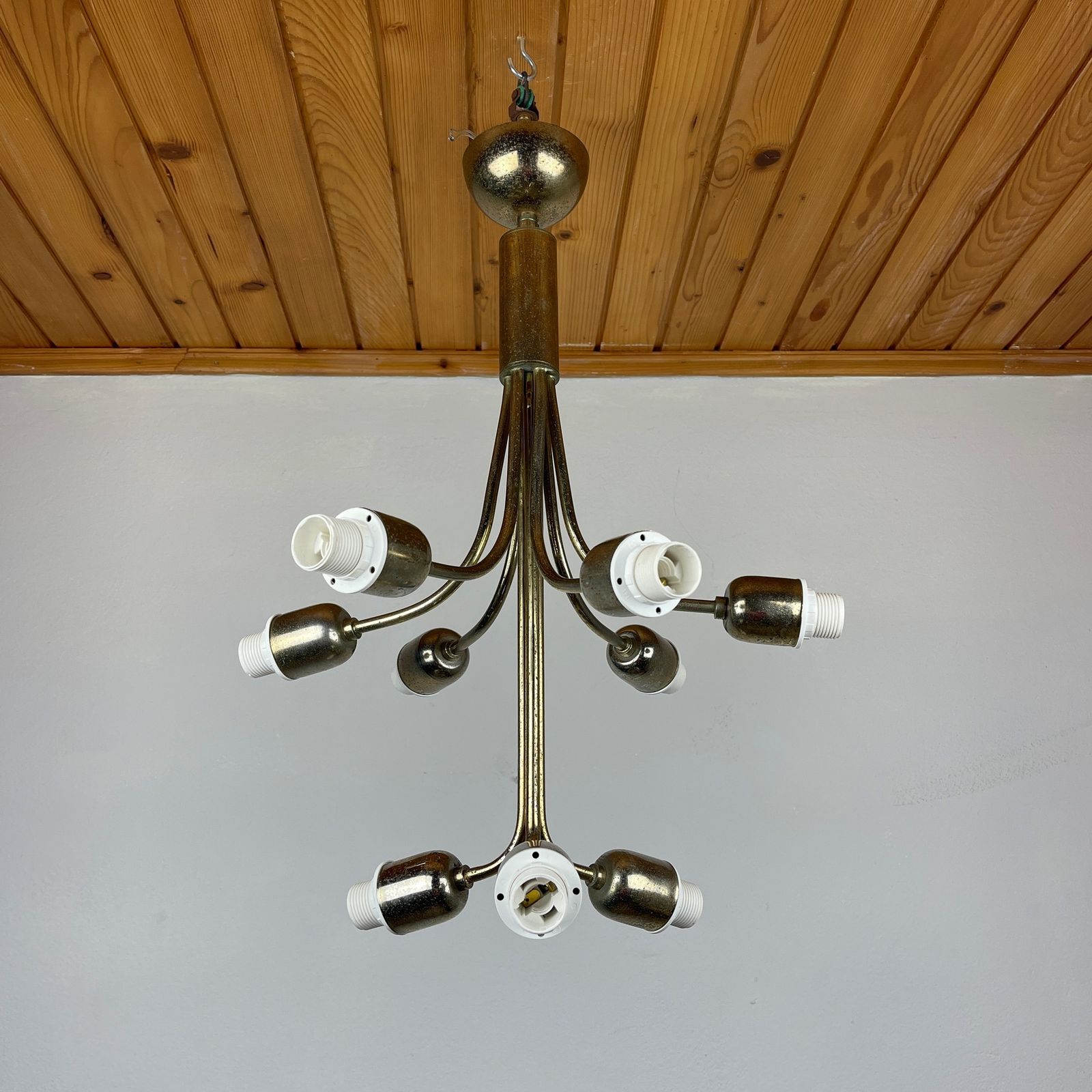 Mid Century Amber Murano Chandelier Flower Mazzega Italy 1970s photo vintage