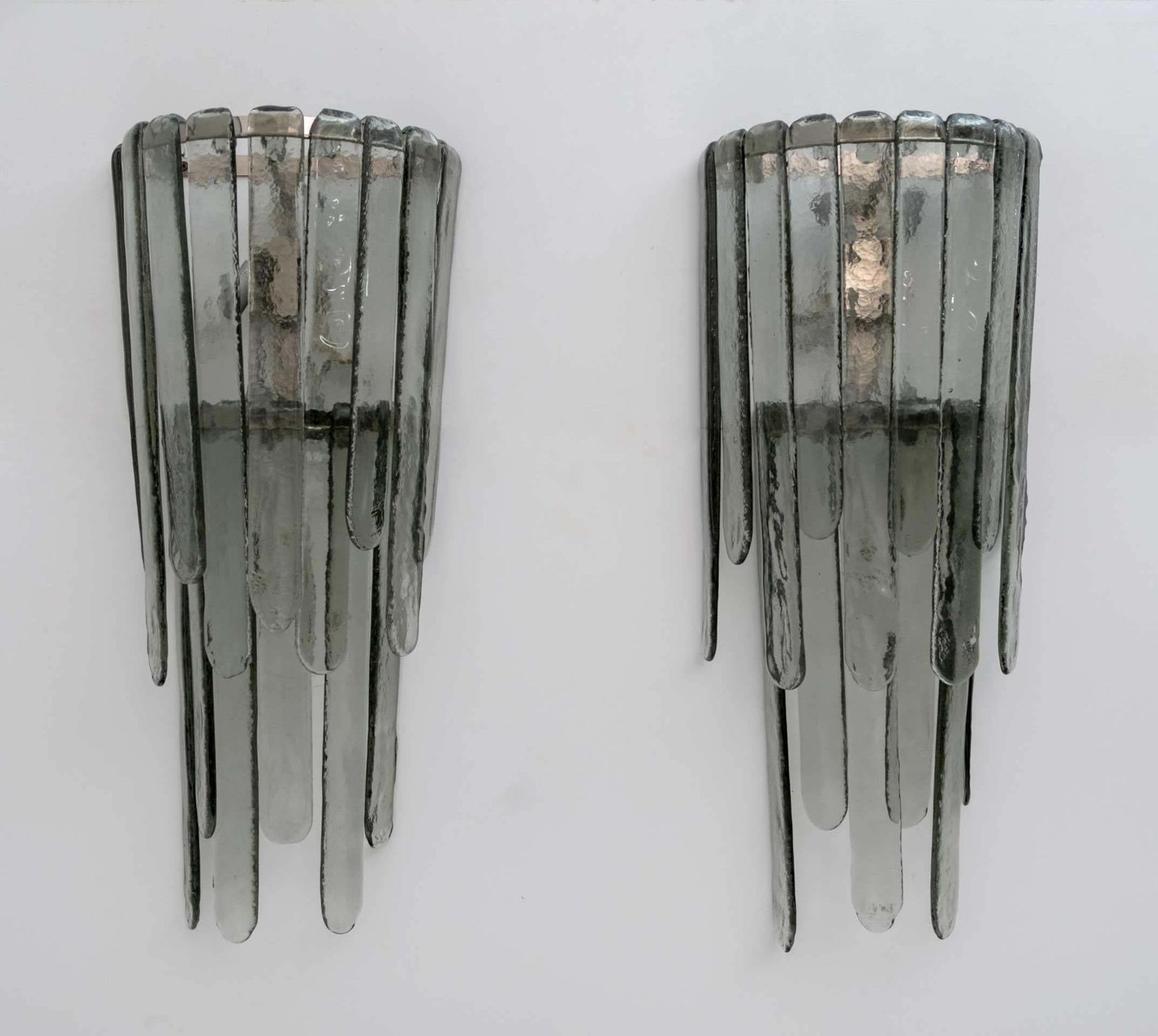 Pair Of Carlo Nason Chiseled Murano Glass Cascade Sconces For Mazzega, 1960s photo furniture