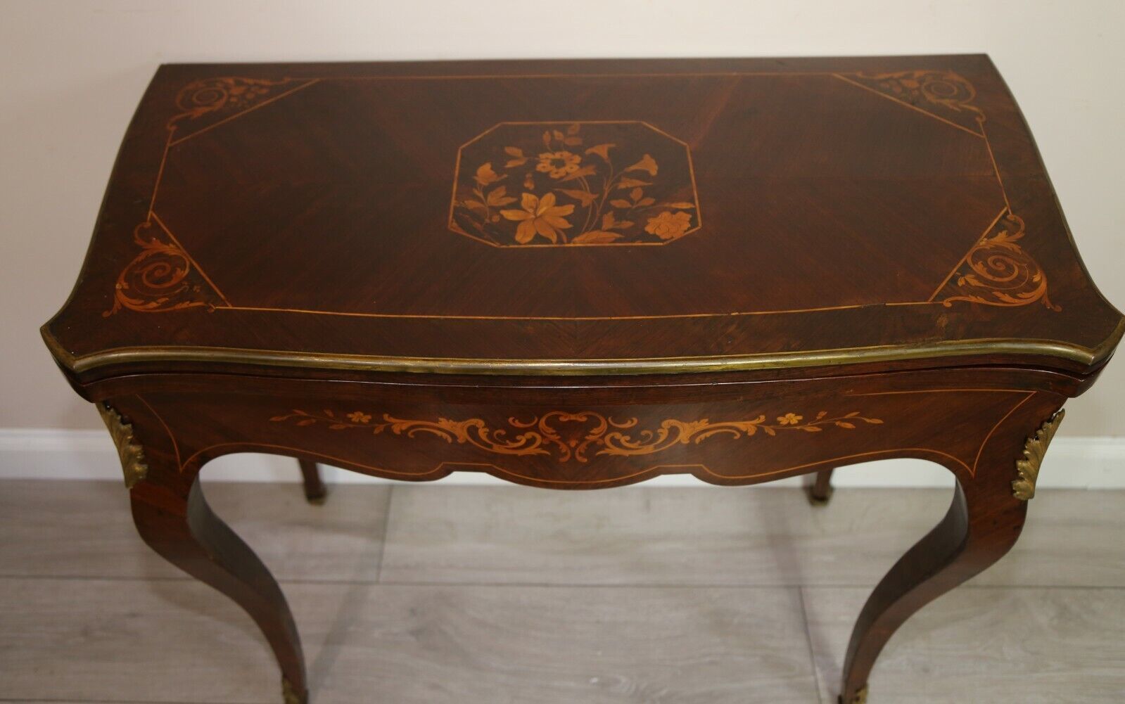 Victorian C1870 Rosewood And Marquetry Inlaid Folding Card Table / Side Table photo for sale