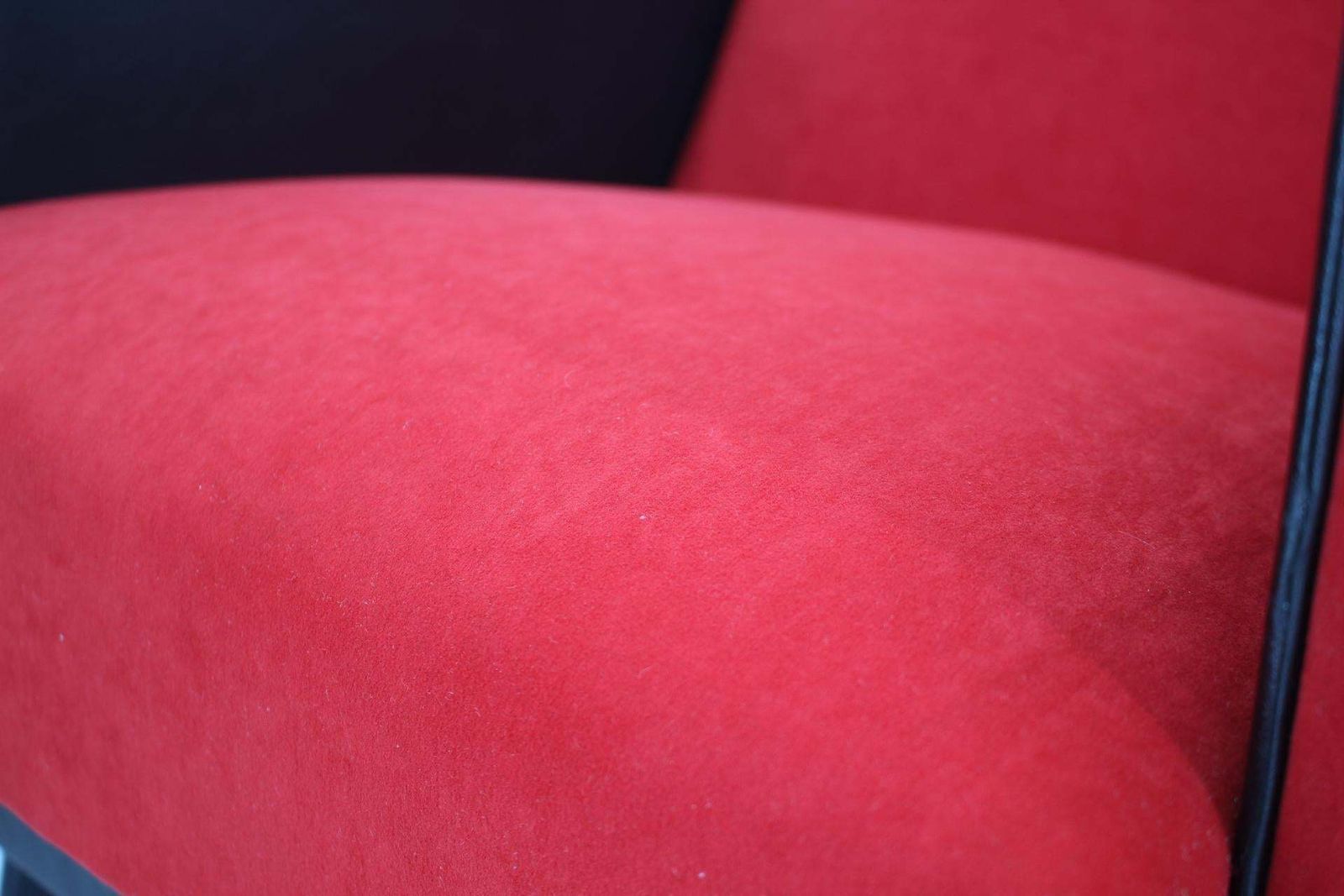 photo buy 1970's Pair Of Leatherette And Red Fabric Armchairs, Czechoslovakia