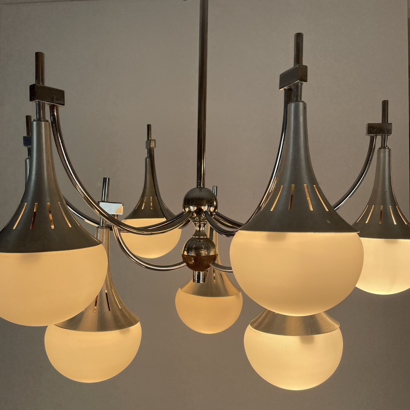 Vintage 1980s Italian 'Trumpet' Chandelier In The Style Of Gaetano Sciolari photo 650.0