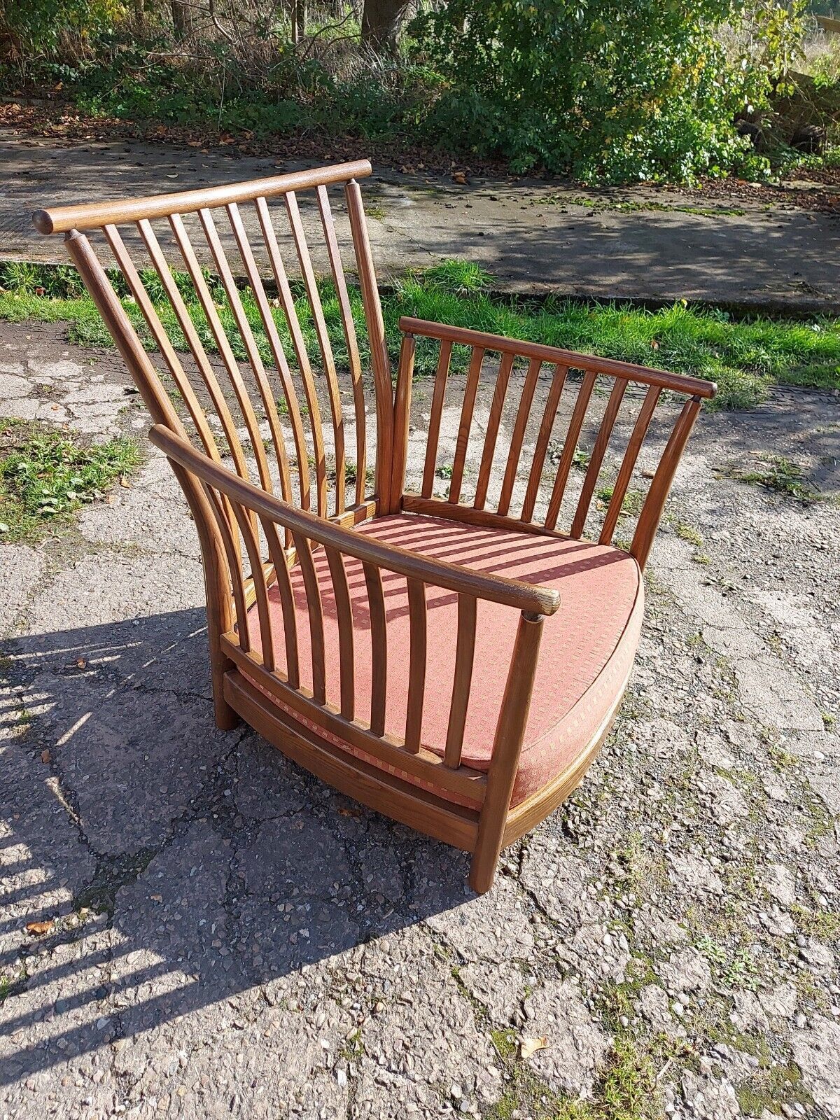 Ercol Renaissance High Spindle Back Armchair 2002 Medium Wood Tone photo furniture