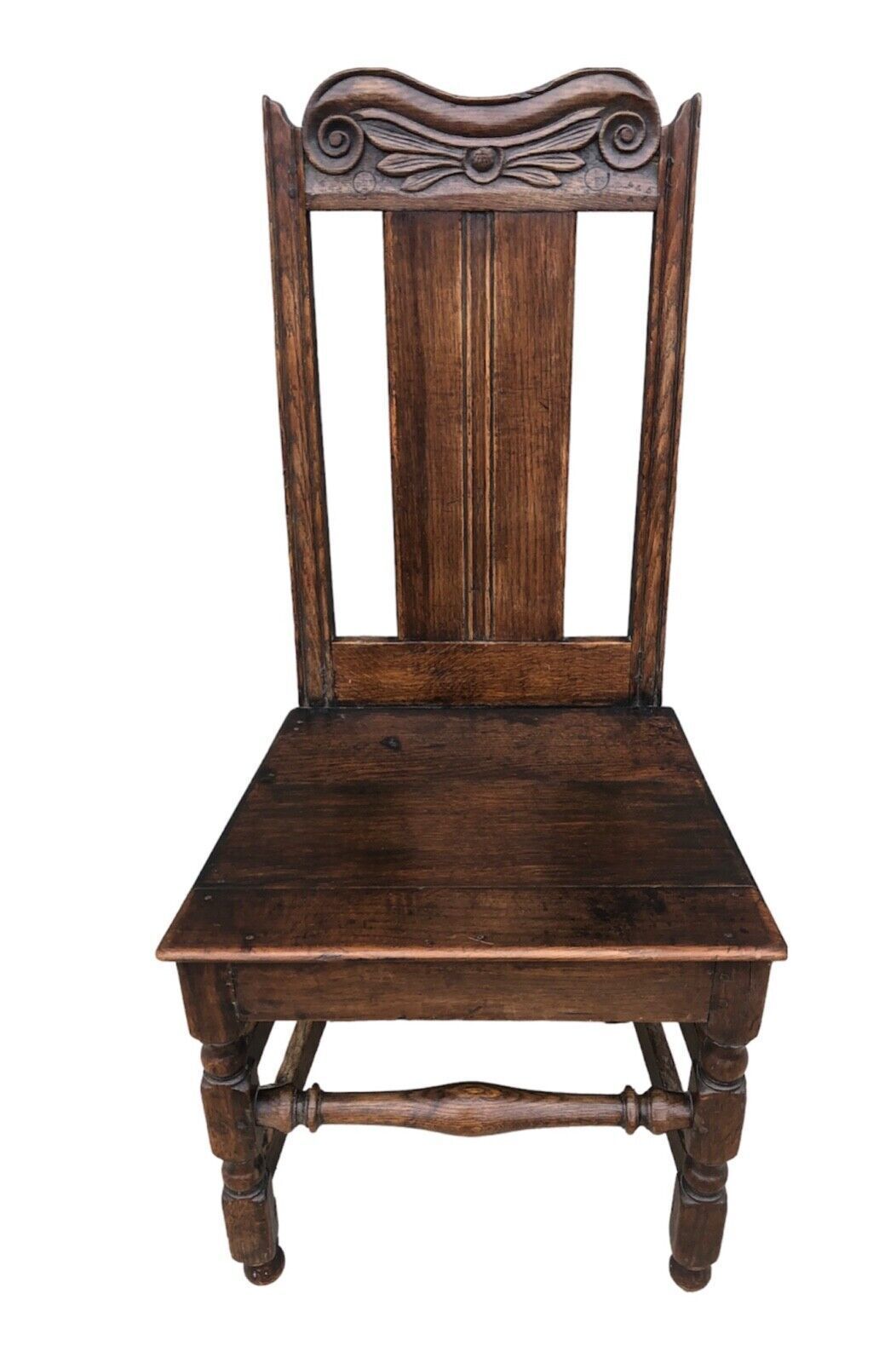 Handsome Antique Carved Oak Hall Chair photo vinterior