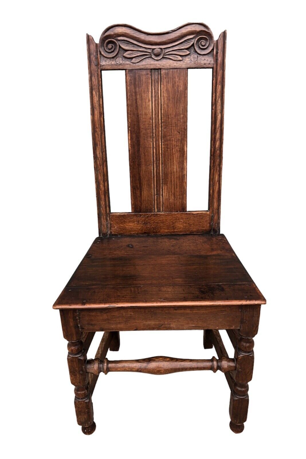 129.0 Handsome Antique Carved Oak Hall Chair photo