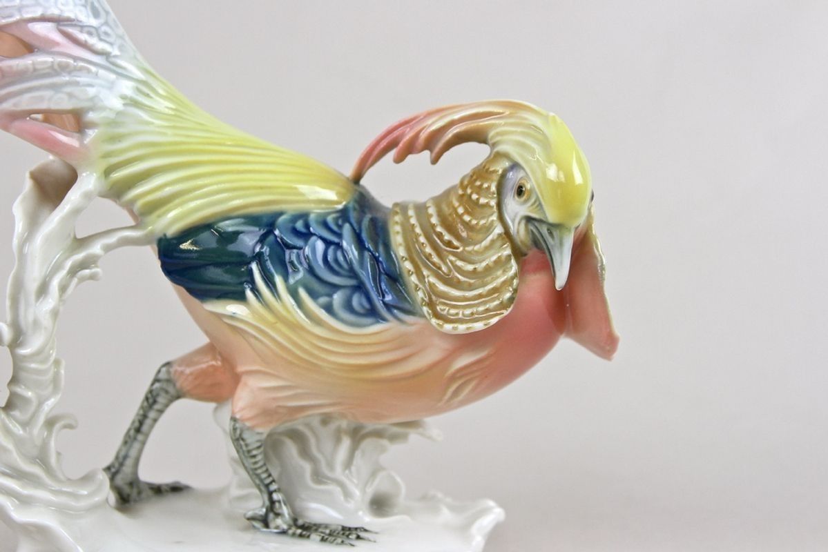 Porcelain Figurine "Golden Pheasant" By F. Karl Ens, Germany Circa 1920 photo furniture