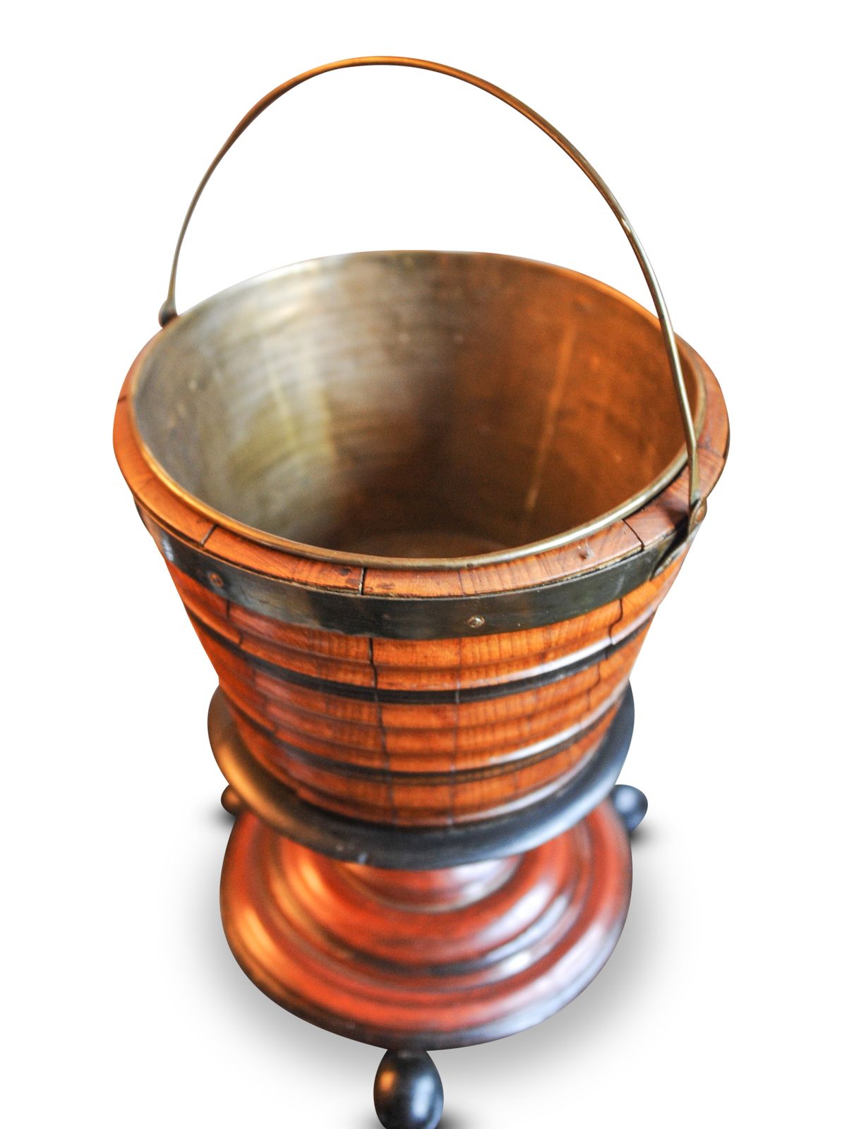 Regency Mahogany Champagne Cooler, With Internal Removable Brass Bucket To Contain The Ice, On Ball Feet Supports With Ebonised Bands Ol
