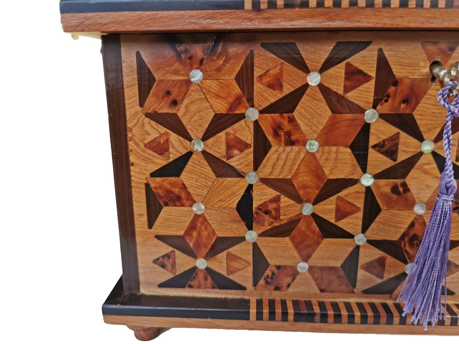 Luxurious Square Large Jewellery Box , Thuya Burl Inlaid With Mother Peart And Ebony photo 755.0