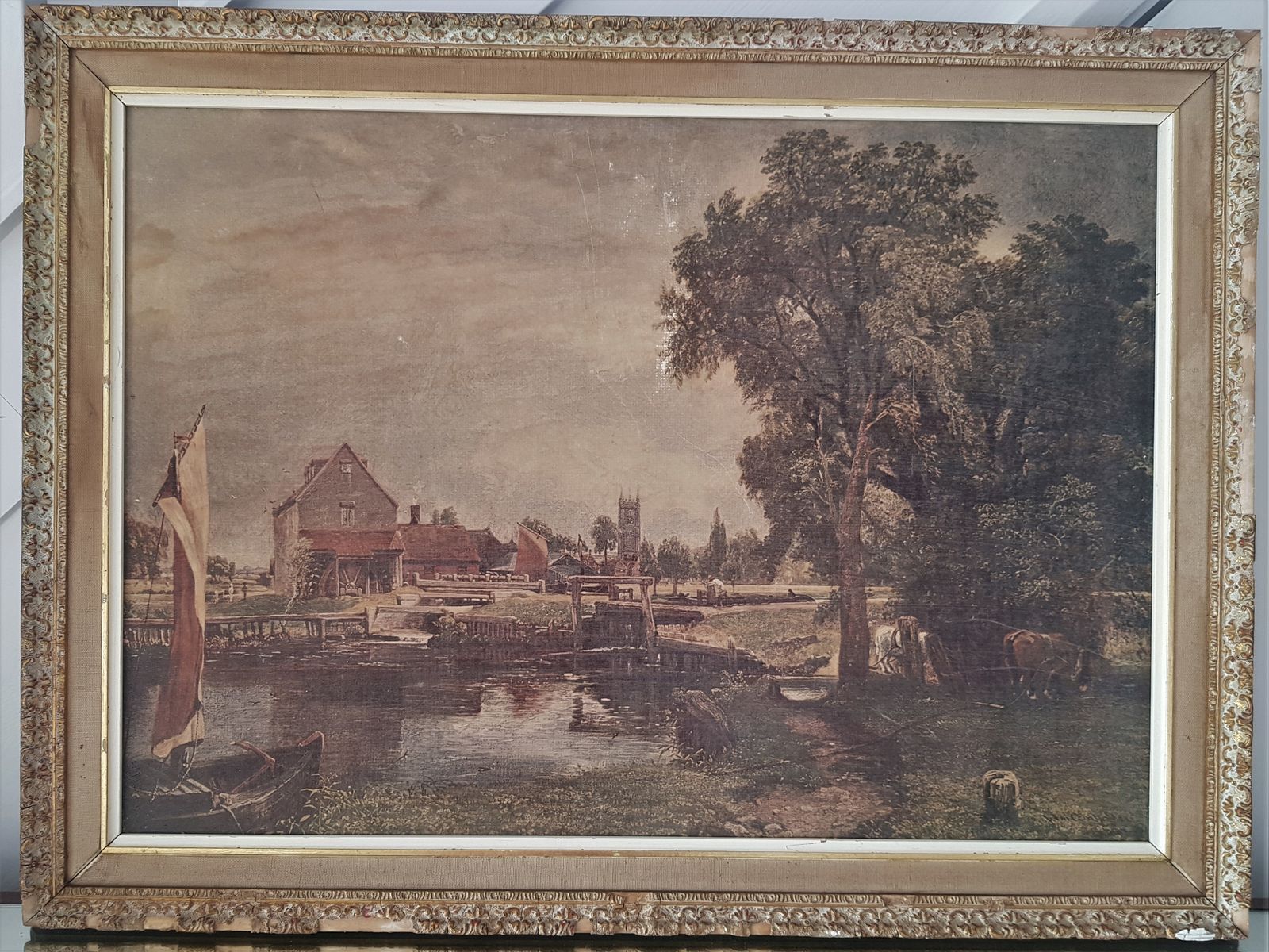 Very Large, Limited Edition Print Of J. Constable's Dedham Lock And Mill