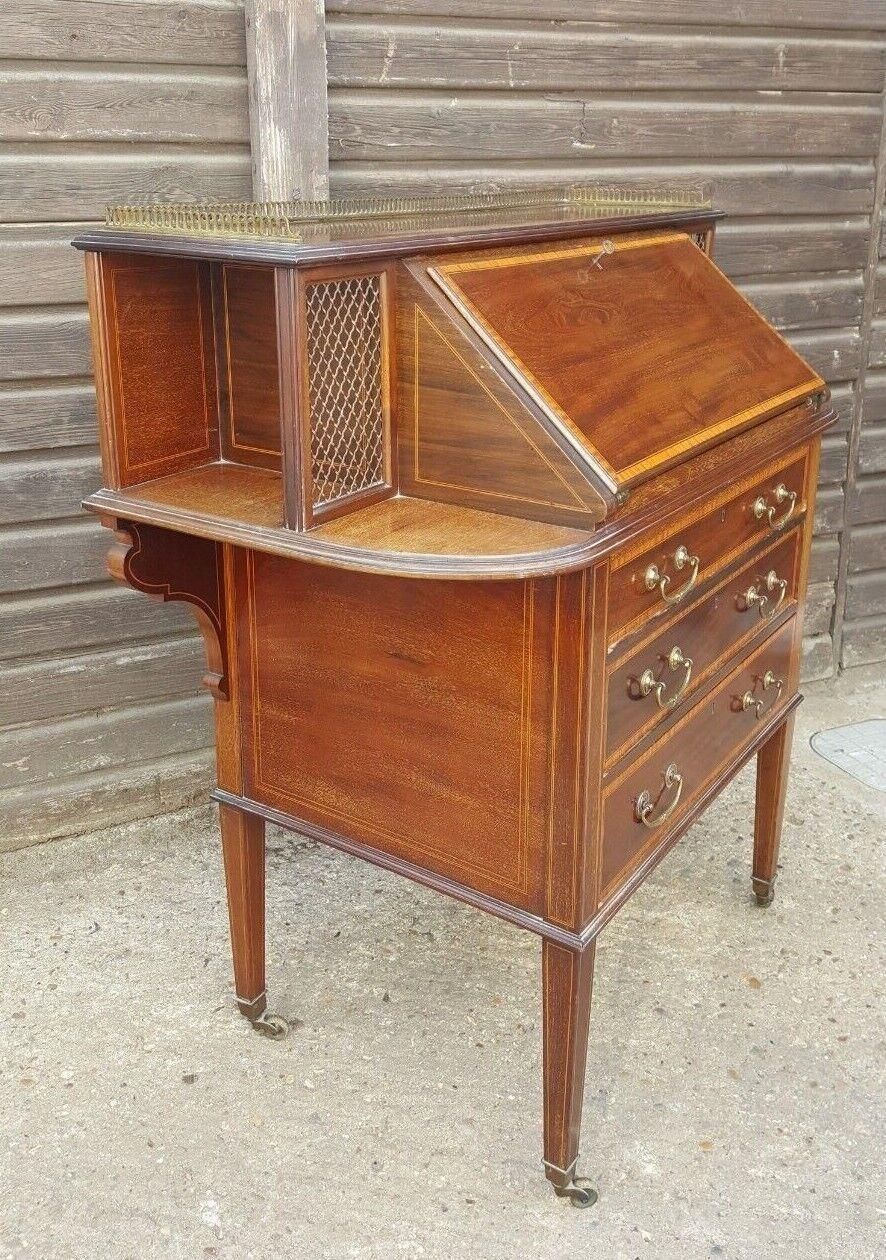 Cooper & Holt Victorian Mahogany Inlaid Bureau photo Furniture