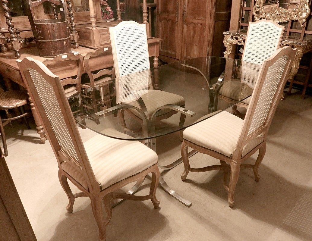 Set Of 4 Beech Chairs, Louis XV Regency Style, 20th Century photo 2430.8