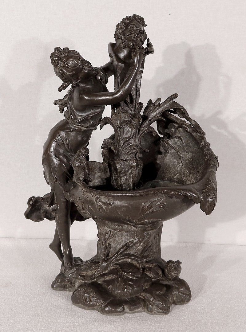 Pewter Sculpture "The Fountain", By G. Van De Voorde, Art Nouveau, 1900 photo 1236.0