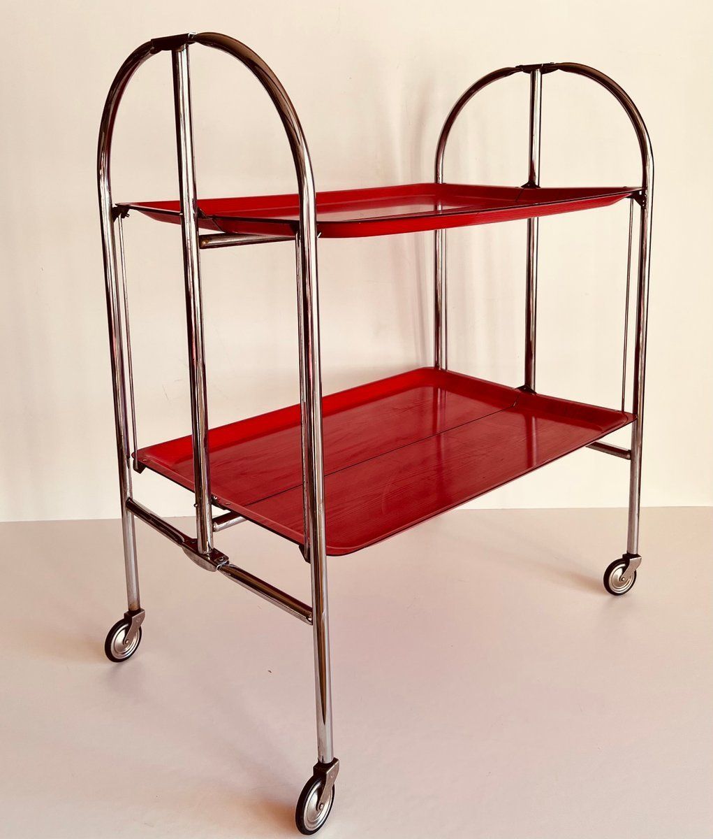 photo vinterior Mid Century Dinette Opvouwbare Serveerwagen, Jaren 1950