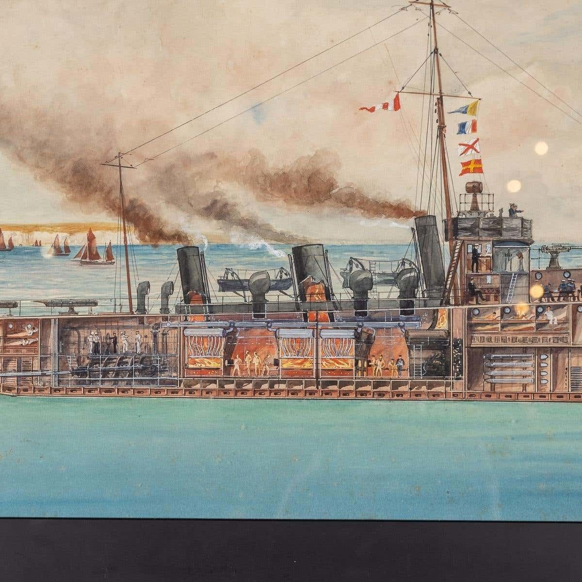 Pair Of Warship Paintings By Charles De Lacy, British 1856 1929 photo buy