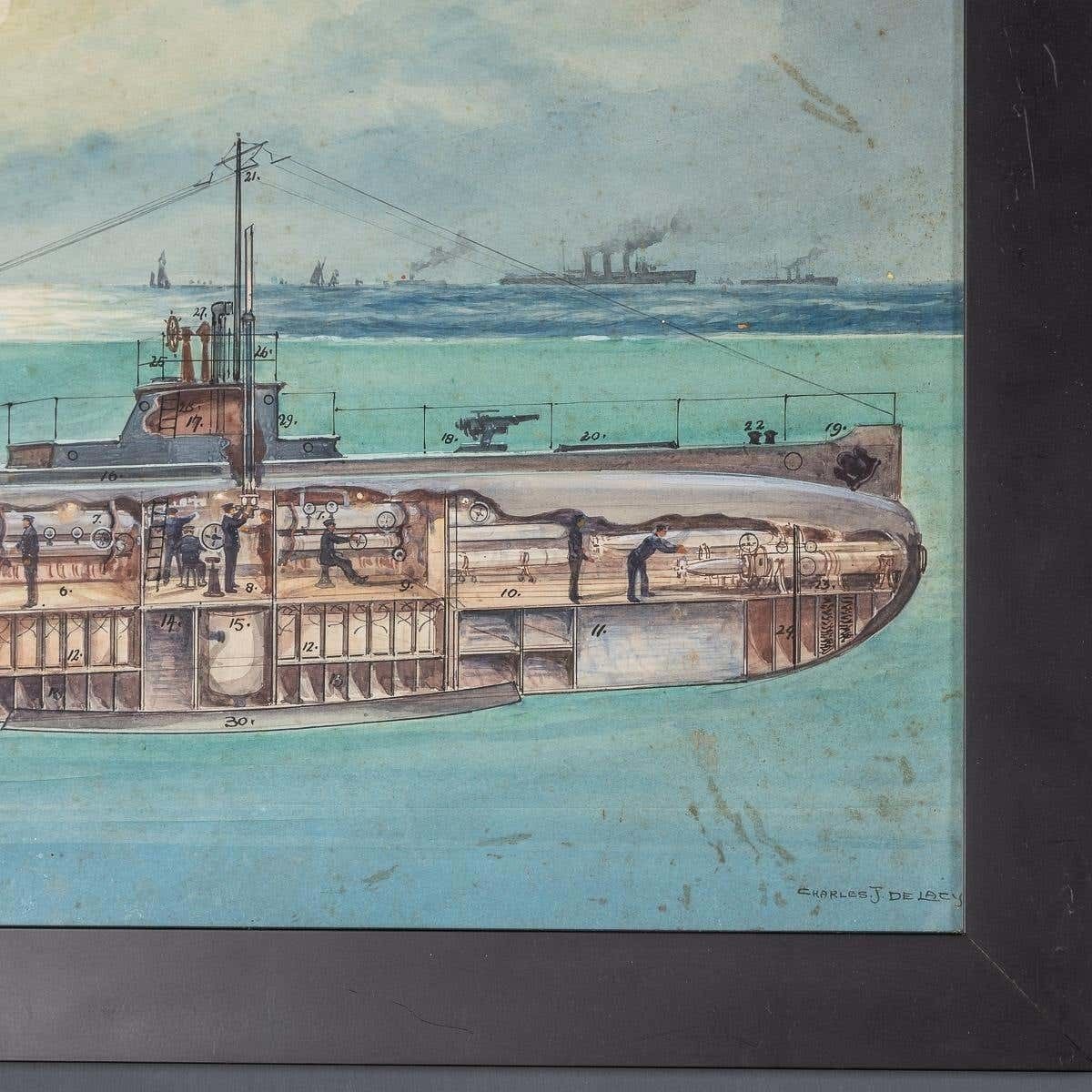 photo furniture Pair Of Warship Paintings By Charles De Lacy, British 1856 1929