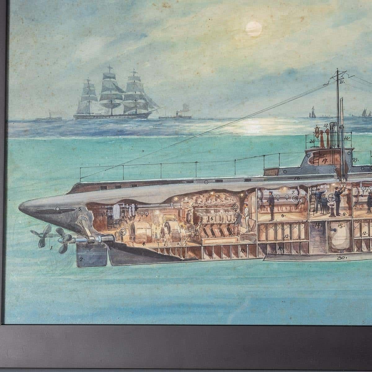 Art Pair Of Warship Paintings By Charles De Lacy, British 1856 1929 photo