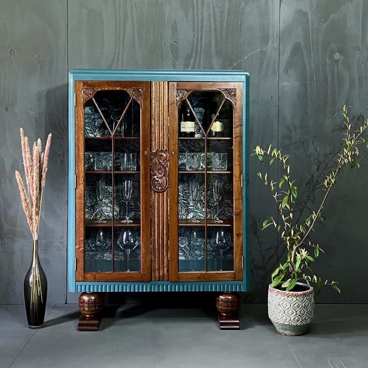 Wandle Blue Drinks Cabinet, Traditional