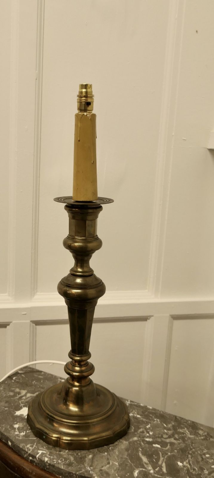 Large French Brass Candlestick Table Lamp photo Lighting