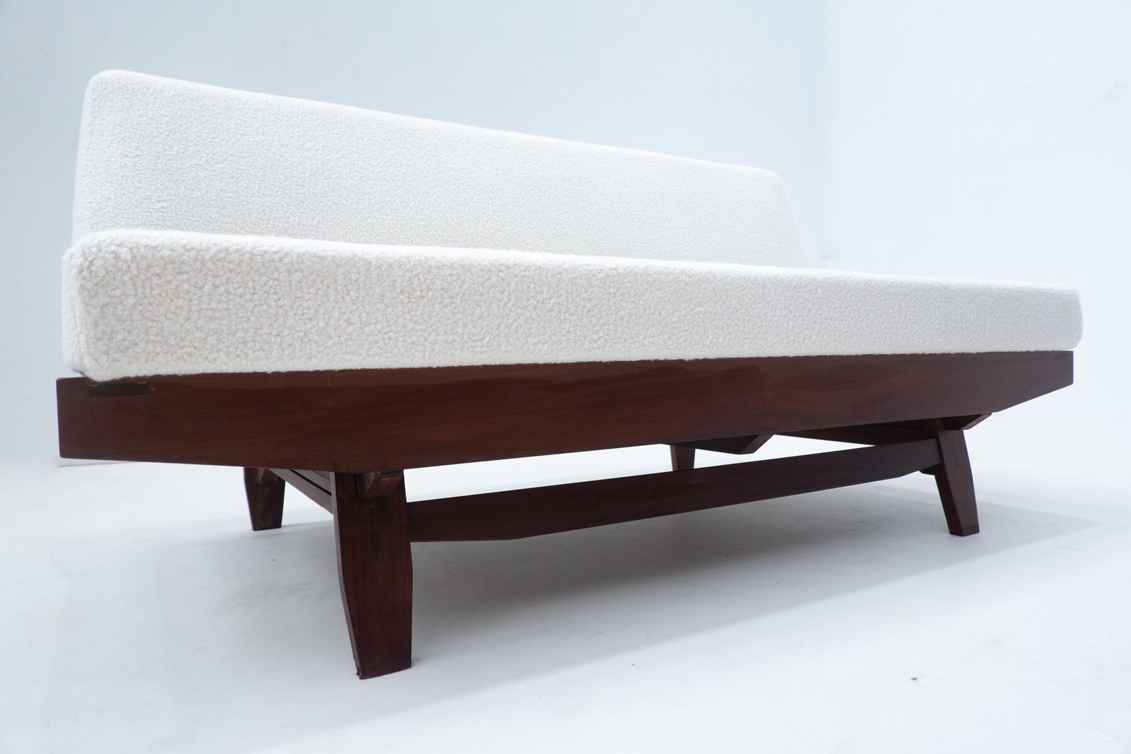 Mid Century Modern Italian Sofa In White Boucle photo furniture