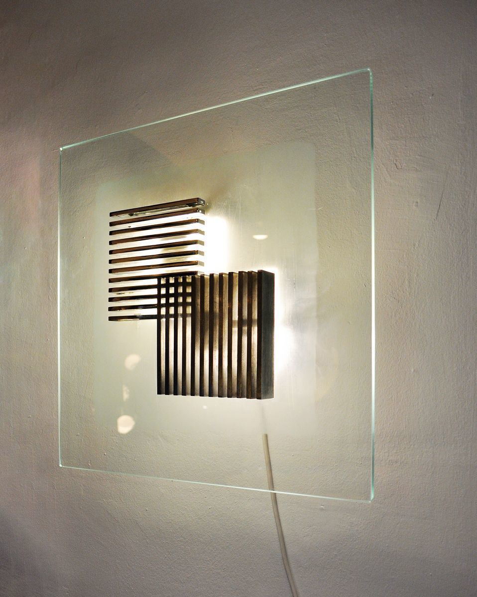 Metal And Glass Wall Lamp From Esperia, 1970s photo 975.52