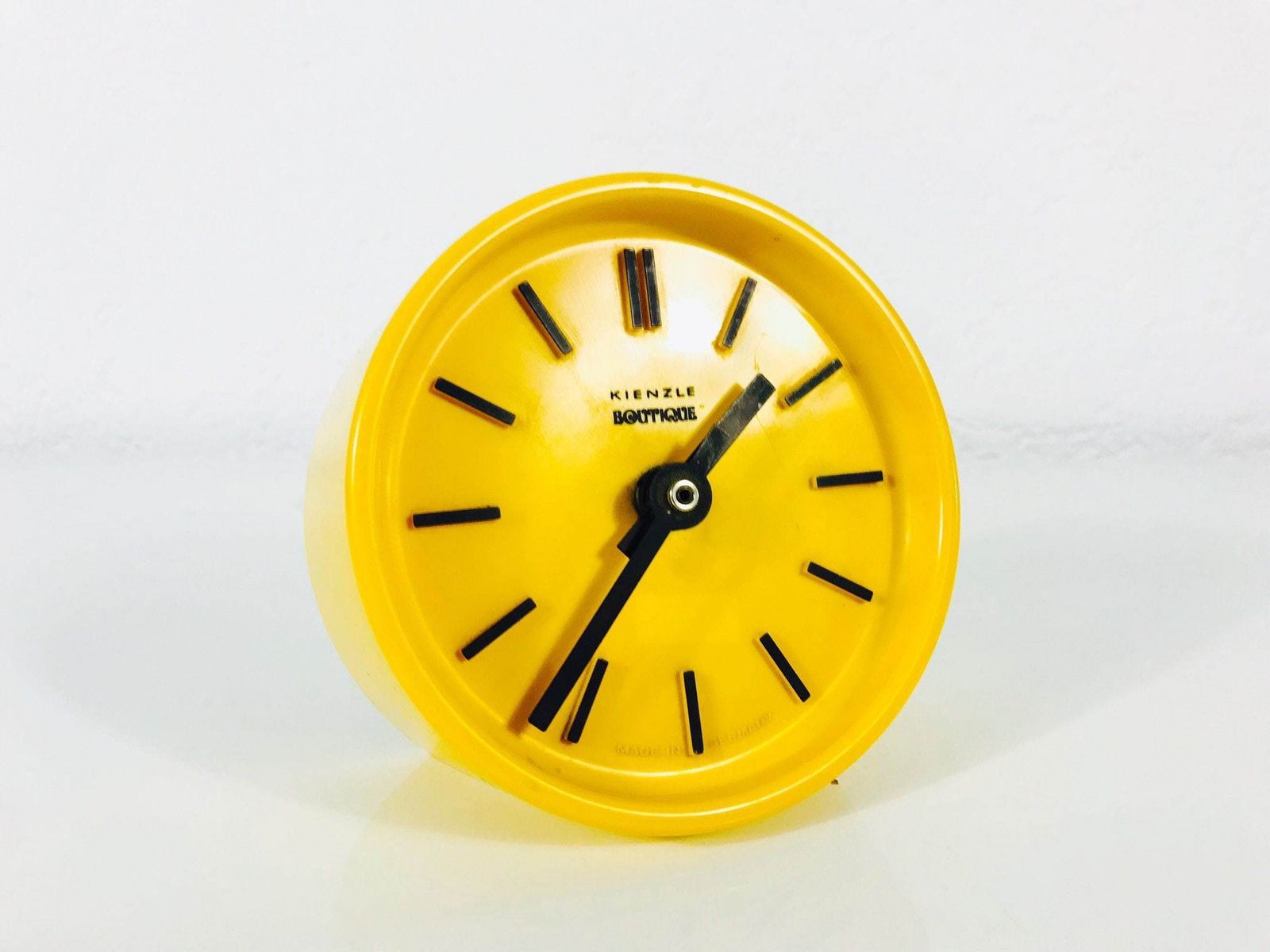Kienzle Yellow Pop Art Vintage Alarm Clock   Rare Shape   Germany 1970s