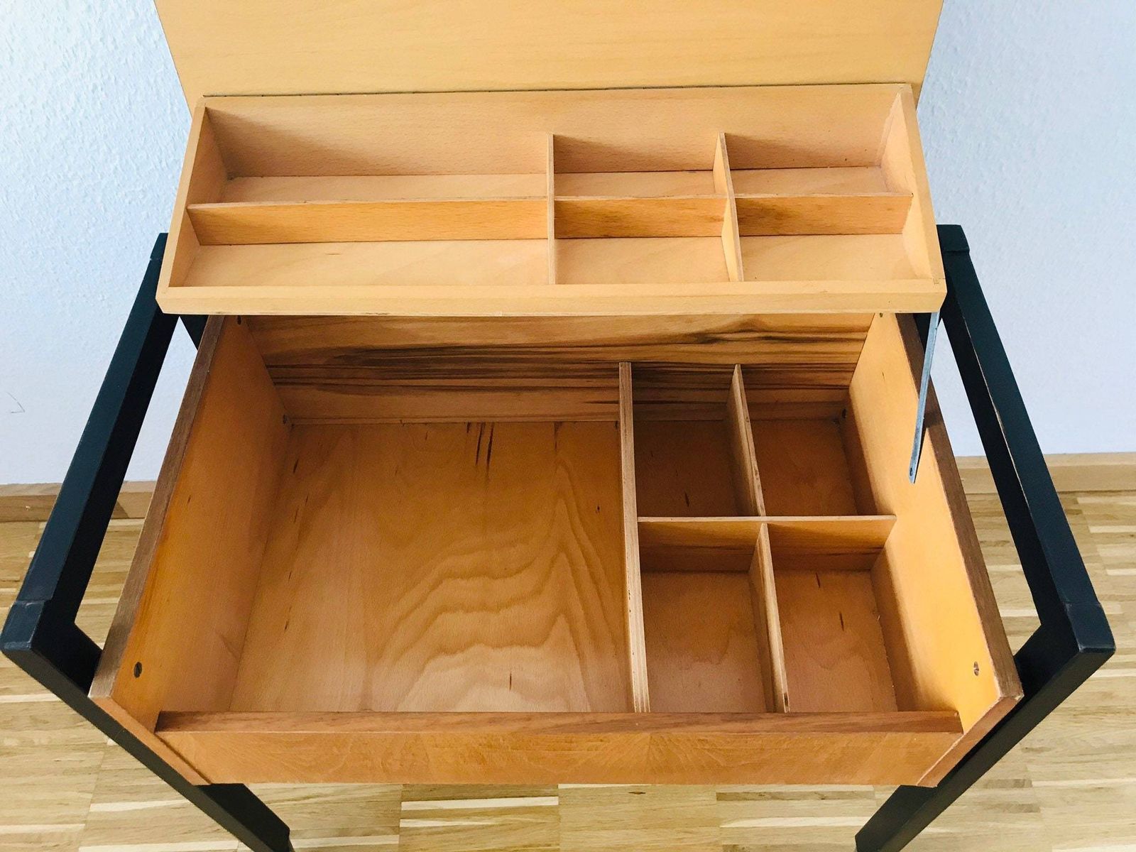 Mid Centuy Modern Metan And Woodwn Sewing Box On Wheels   Germany   1960s photo 881.0