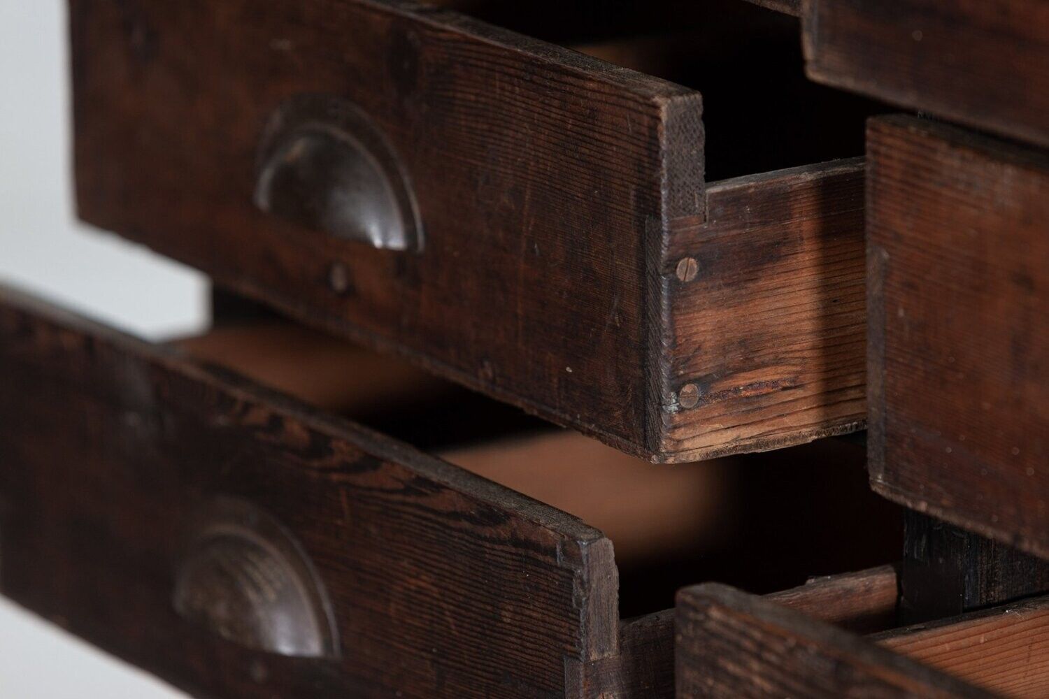 photo furniture 19thc English Scratch Built Pine Bank Drawers