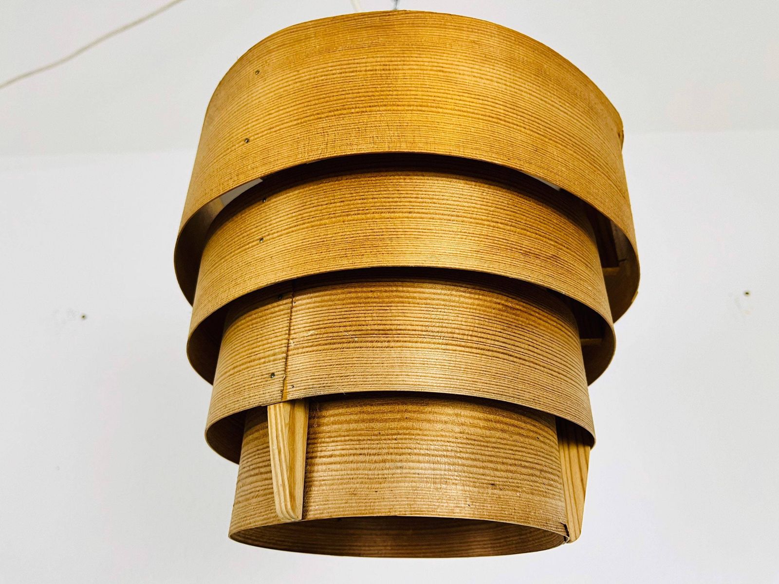 Midcentury Wooden Pendant Lamp By Hans Agne Jakobsson, Sweden, 1960s photo for sale