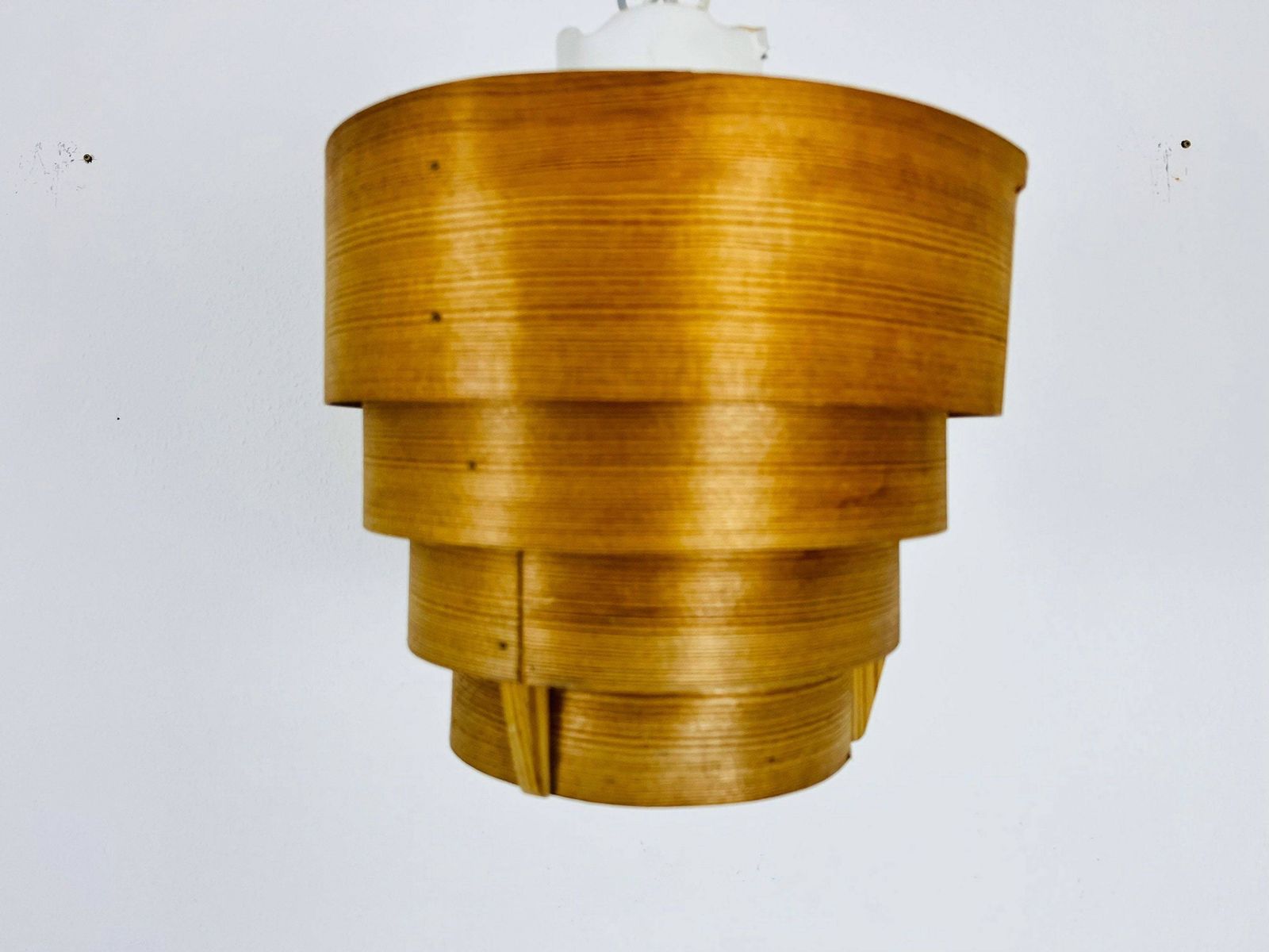 Midcentury Wooden Pendant Lamp By Hans Agne Jakobsson, Sweden, 1960s photo Lighting