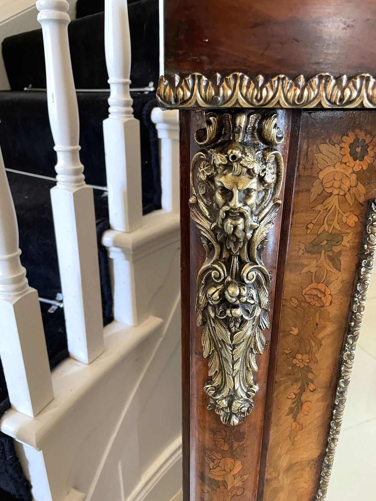 photo furniture Outstanding Quality Large Antique  19th Century Inlaid Floral Marquetry Burr Walnut Ormolu Mounted Credenza