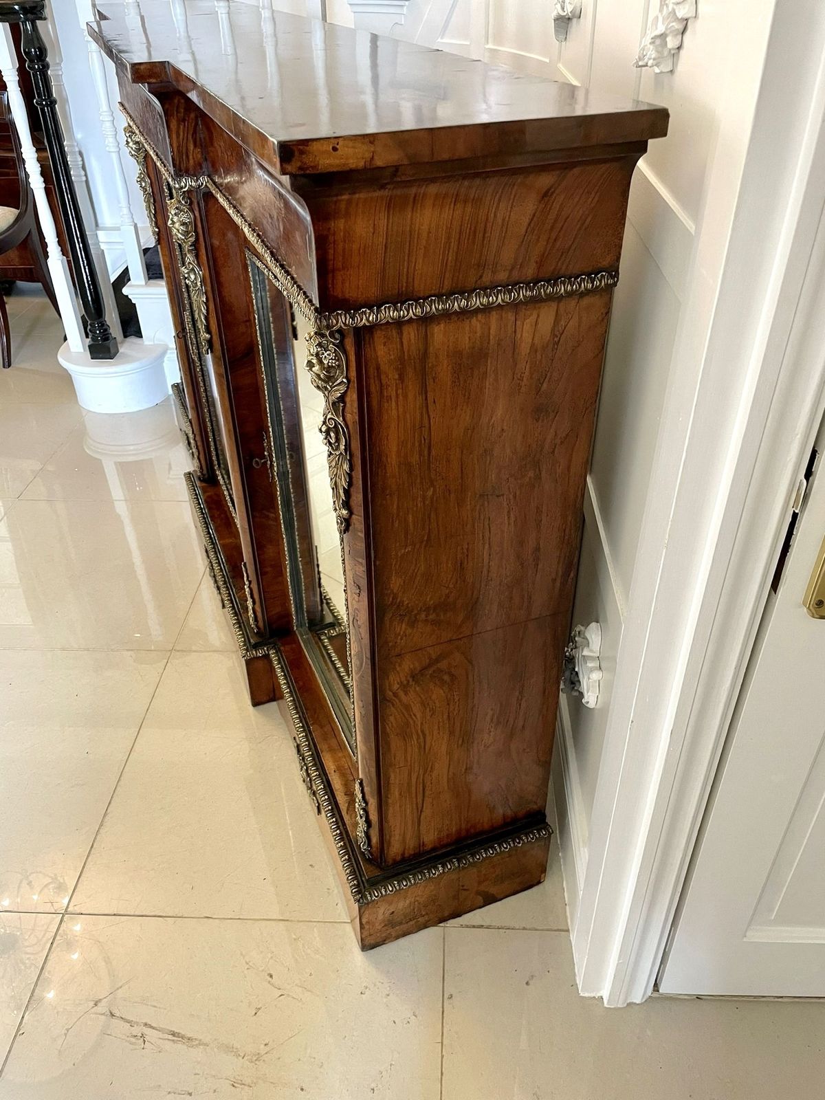 photo buy Outstanding Quality Large Antique  19th Century Inlaid Floral Marquetry Burr Walnut Ormolu Mounted Credenza