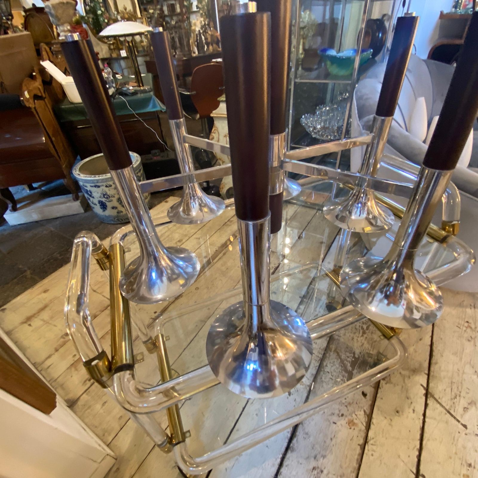 photo for sale 1970s Reggiani Style Space Age Italian Chandelier