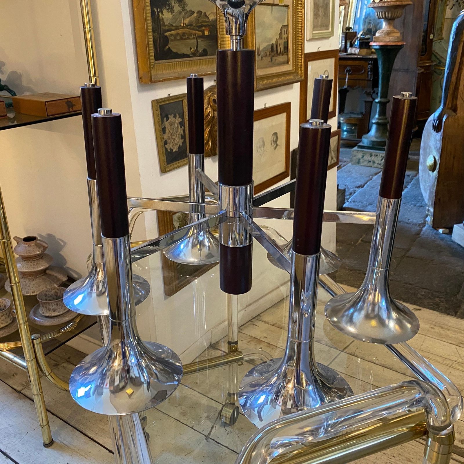 photo buy 1970s Reggiani Style Space Age Italian Chandelier